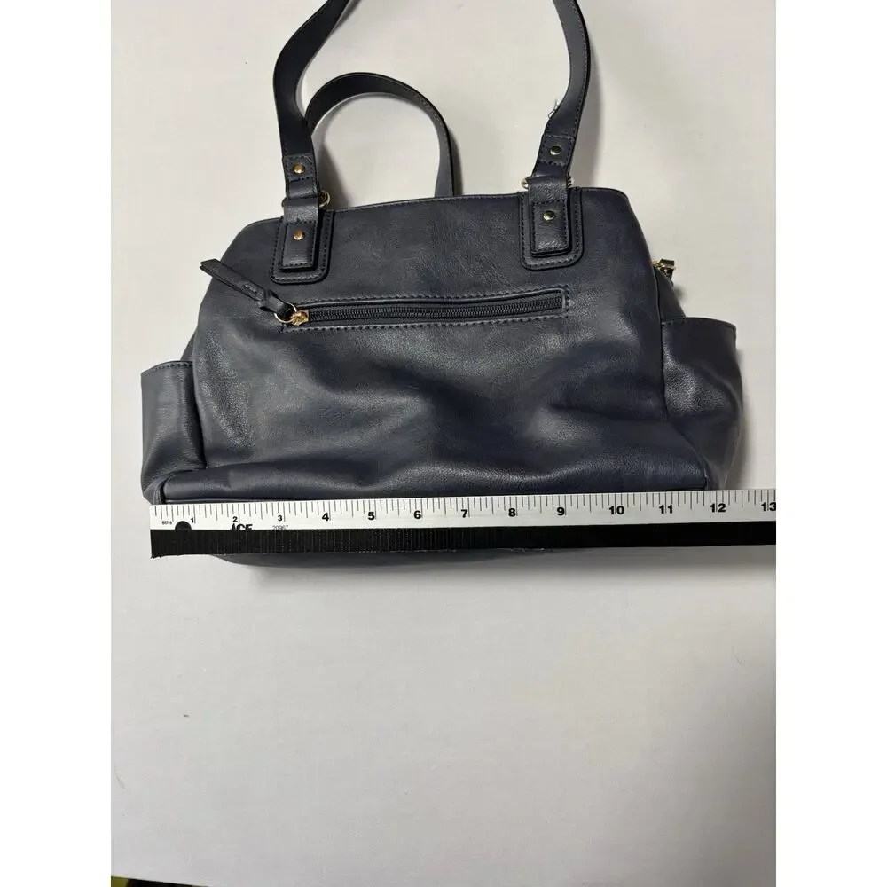 INC International Concepts Blue Faux Leather Shoulder Bag Essential Timeless‎